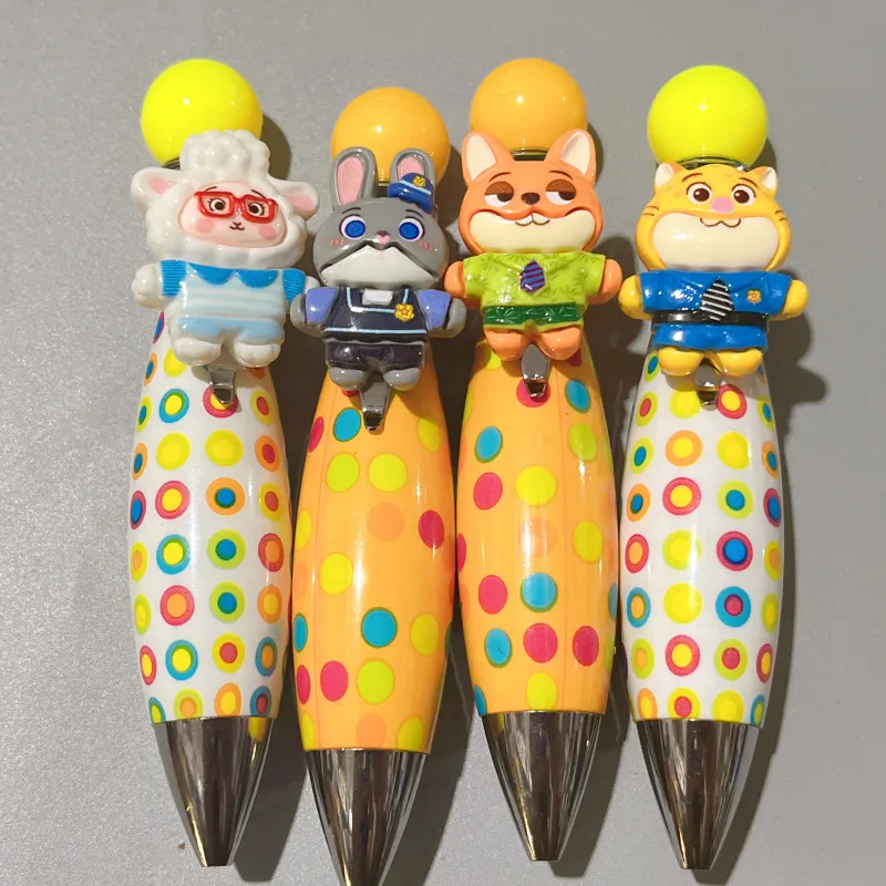Zootopia Bobble Head Pen Set – Cute Judy Hopps & Nick Wilde Cartoon Character Ballpoint Pens, Novelty Animal Figure Retractable Pens with 0.5mm/0.7mm Ink, Fun Stationery Gift for Kids, Teens & Disney Fans